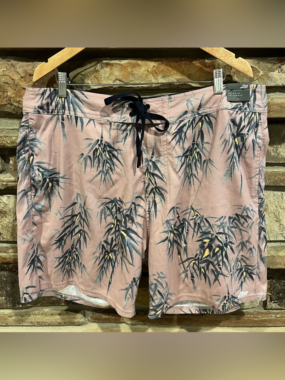 Lost Dusty Pink Botanical Bamboo Leaf Print Board Shorts